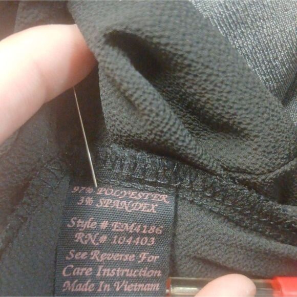 E2M Black Blouse with Embroidered Bell Sleeves – Women’s Size Small - Picture 6 of 6